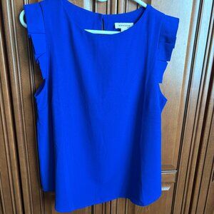 Women's cobalt blue poly-crepe sleeveless blouse, size L NWOT